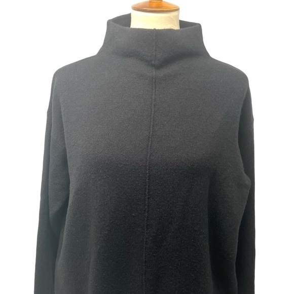 Nordstrom Black Wool Blend Mock Neck Pullover Basic Capsule Sweater Womens Small - Picture 2 of 9